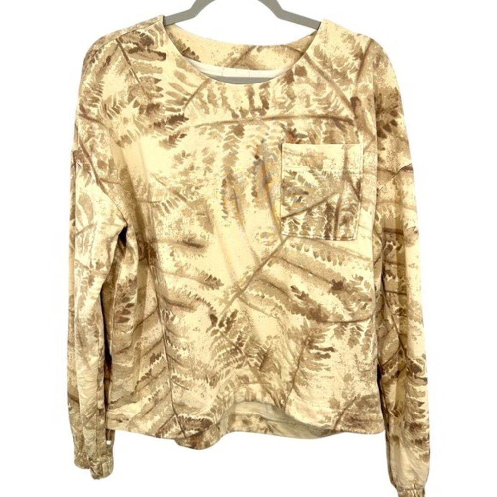 REI Co-op Long Sleeve Pocket T Shirt Fern Botanical Print Women's Large